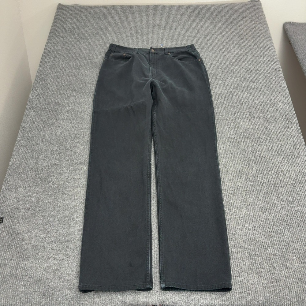Eddie Bauer Jeans Mens 37x35 Black Cotton Loose Fit Tall Rugged Casual Outdoor
